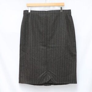 DAKS Signature wool pencil skirt straight high waist knee length grey striped 16